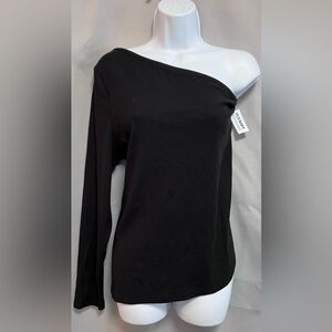 OLD‎ NAVY LADIES' BLACK RIBBED Sz XXL SHIRT SIZE extra Large asymmetrical NWT